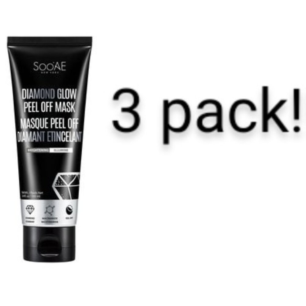SooAE Diamond Glow Brightening Peel Off Mask 3.4 OZ --Pack of 3 tubes